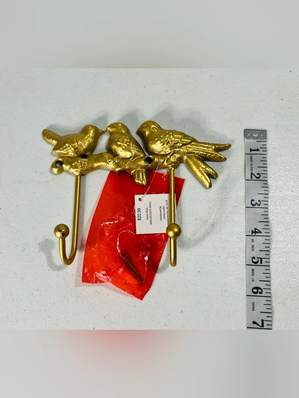 Hobby Lobby Gold Bird Wall Hooks Double Hook Home Decor NWT